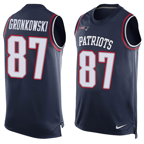 Men's Limited Rob Gronkowski Nike Jersey Navy Blue - #87 Player Name & Number Tank Top NFL New England Patriots